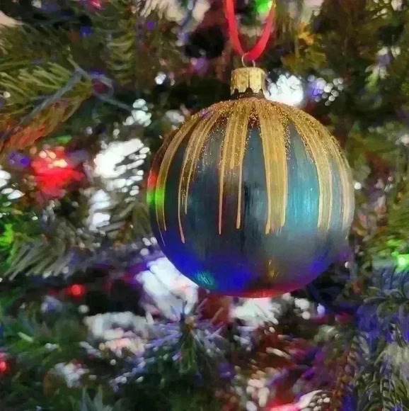 Neiman Marcus-Dark Teal and Gold Ornament - Picture 1 of 3